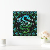Green Metallic Dragon Vierkante Klok (Huis)