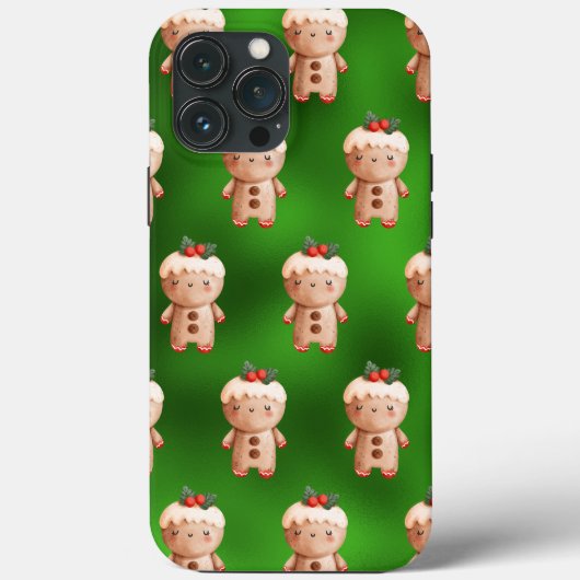 Green Metallic Gingerbrood Cookie Man Holiday Case-Mate iPhone Case (Achterkant)