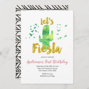 Green Mexican Fiesta Cactus Invitation Kaart