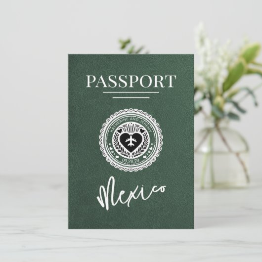 Green Mexico Passport Bewaar de datum Save The Date (Staand voorkant)
