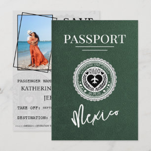 Green Mexico Passport Bewaar de datum Save The Date