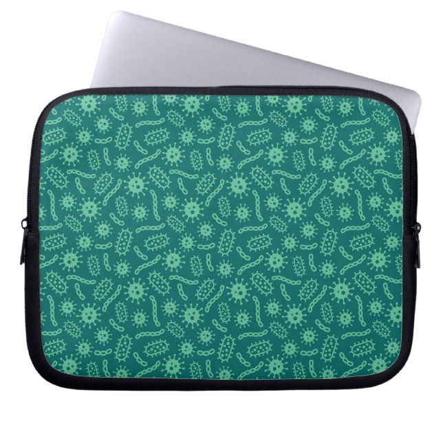 Green Microbes Patroon Laptop Sleeve (Voorkant)