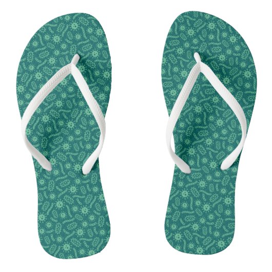 Green Microbes Patroon Teenslippers (Voetbed)