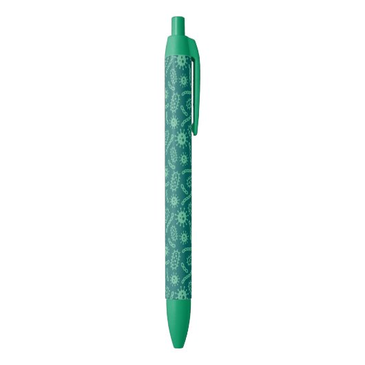 Green Microbes Patroon Zwarte Inkt Pen (Achterkant (Verticaal))