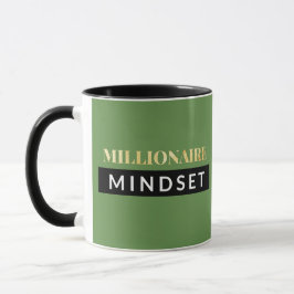 Green Millionaire Mindset Black & Gold Lettering Mok