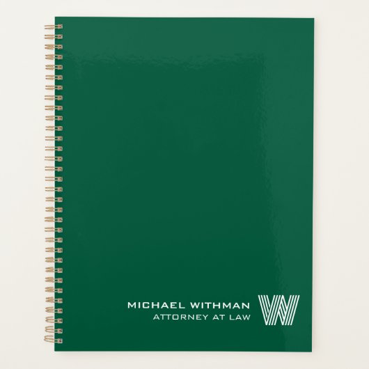 GREEN Minimal Monogram Initial CORPORATE BUSINESS Planner (Voorkant)