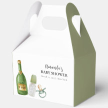 Green Minimal Poppin Champagne Bottles Baby shower