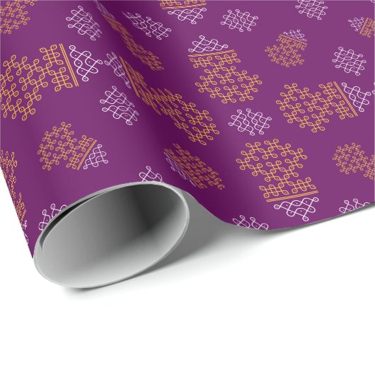 Green Minimal Tamil Kolam Pongal Design Cadeaupapier (Rol Hoek)