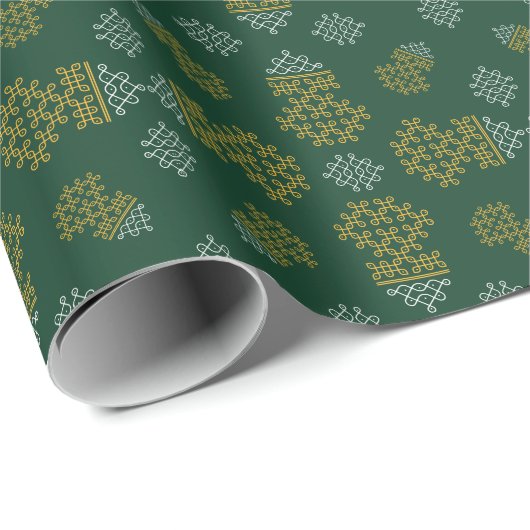 Green Minimal Tamil Kolam Pongal Design Cadeaupapier (Rol Hoek)