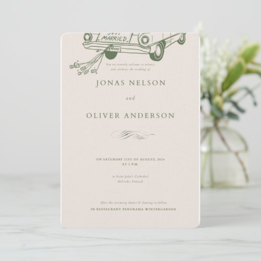 Green Minimal Wedding Invitation 2025 Kaart (Staand voorkant)