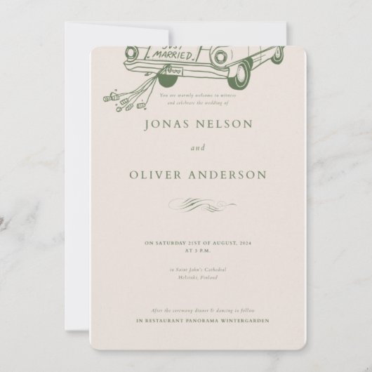 Green Minimal Wedding Invitation 2025 Kaart (Voorkant)