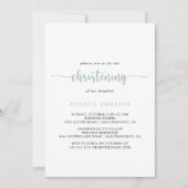 Green Minimalist Calligraphy Christening Kaart (Voorkant)