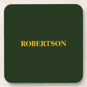 Green minimalist custom name bier onderzetter (Voorkant)