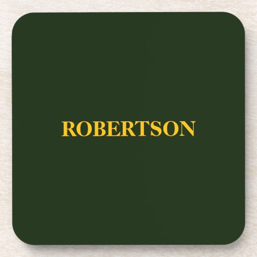 Green minimalist custom name bier onderzetter (Voorkant)