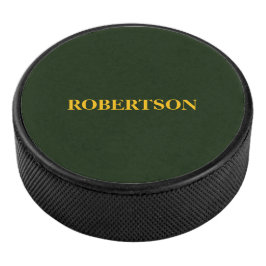 Green minimalist custom name  hockey puck