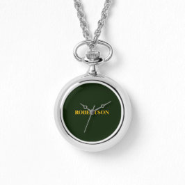Green minimalist custom name  horloge