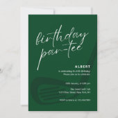Green Minimalist Golf Birthday Partee Kaart (Voorkant)