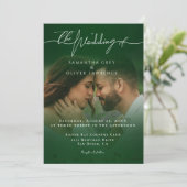Green Minimalist Handwritten Wedding Imitation Kaart (Staand voorkant)