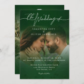 Green Minimalist Handwritten Wedding Imitation Kaart (Voorkant / Achterkant)