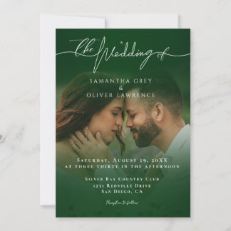 Green Minimalist Handwritten Wedding Imitation Kaart