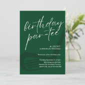 Green Minimalist Men Golf Birthday Par-Tee Kaart (Staand voorkant)