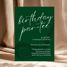 Green Minimalist Men Golf Birthday Par-Tee Kaart