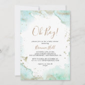 Green Minimalist Oh Boy Baby shower Invitation Kaart (Voorkant)