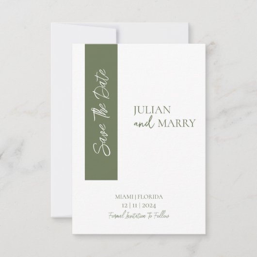 GREEN Minimalist Save The Date (Voorkant)