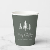 Green | Minimalistische kerstdennenbomen Papieren Bekers (Achterkant)
