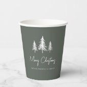 Green | Minimalistische kerstdennenbomen Papieren Bekers (Voorkant)