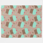 Green Mint Cupcake Fleece Deken (Voorkant (Horizontaal))