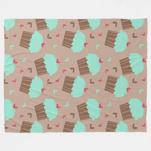 Green Mint Cupcake Fleece Deken (Voorkant (Horizontaal))