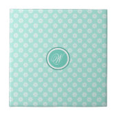 Green Mint Daisies Monogrammed Tegeltje (Voorkant)