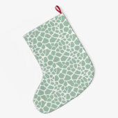 Green Mint Giraffe Print Grote Kerstsok (Achterkant (Hangend))