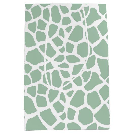 Green Mint Giraffe Print Medium Cadeauzakje (Voorkant)