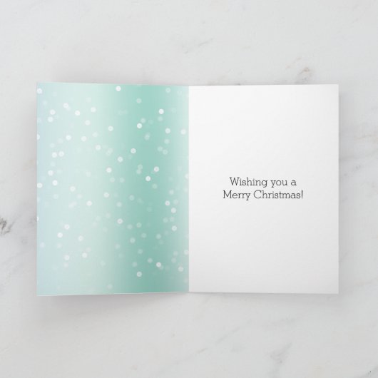 Green Mint Ombre Confetti Deer Christmas Kaart (Binnen)
