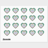 Green Mint & Pink Save the Date Heart Stickers (Vel)