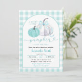 Green Mint Preppy Pumpkin Herfst Baby shower Kaart (Staand voorkant)