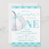 Green Mint Preppy Pumpkin Herfst eerste verjaardag Kaart (Voorkant)