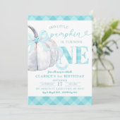Green Mint Preppy Pumpkin Herfst eerste verjaardag Kaart (Staand voorkant)