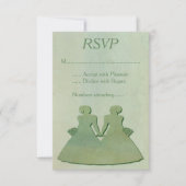 Green Mint Rustic Lesbian Wedding RSVP (Voorkant)