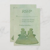 Green Mint Rustic Lesbian Wedding RSVP (Voorkant / Achterkant)