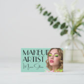 Green mint tone makeup artist visitekaartje (Staand voorkant)