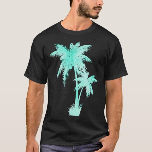 Green Mint Waterverf Palm Tree T-shirt (Voorkant)