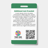 Green Mobility Assistance Dog Logo QR Foto-ID Badge (Achterkant)