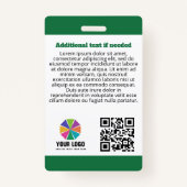Green Mobility Assistance Dog Logo QR Foto-ID Badge (Achterkant)