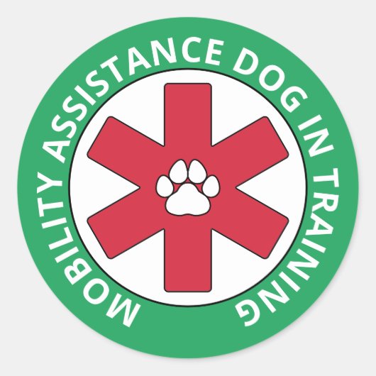 Green Mobility Assistance voor honden in opleiding Ronde Sticker (Voorkant)