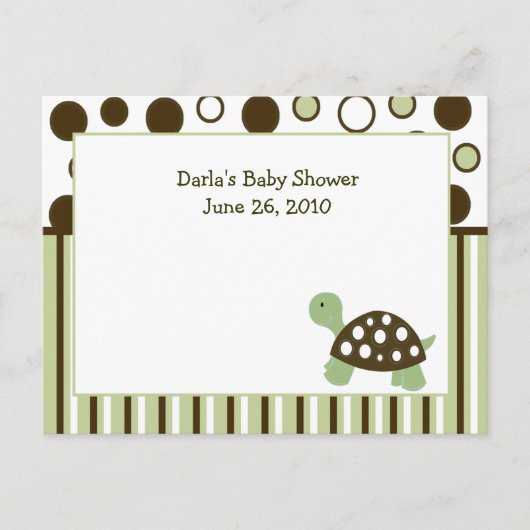 Green Mod Dot Turtle Baby shower Advice Kaarten (Voorkant)