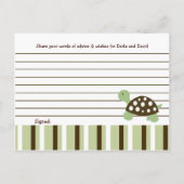 Green Mod Dot Turtle Baby shower Advice Kaarten (Achterkant)
