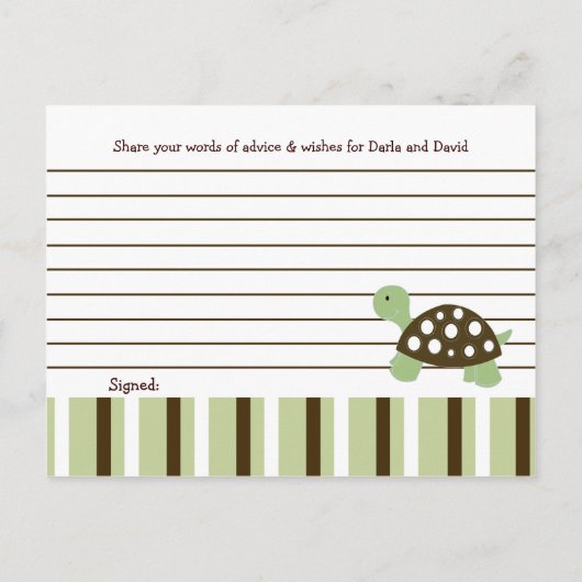 Green Mod Dot Turtle Baby shower Advice Kaarten (Achterkant)